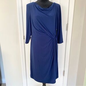 Lauren Ralph Lauren Black Label NEW Twisted-Knot Midi Dress Blue Women’s 16